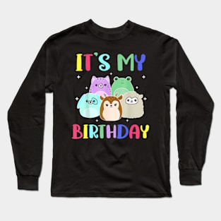 Happy Birthday Girl Squish Squad Mallow Girls Kids Cute Long Sleeve T-Shirt